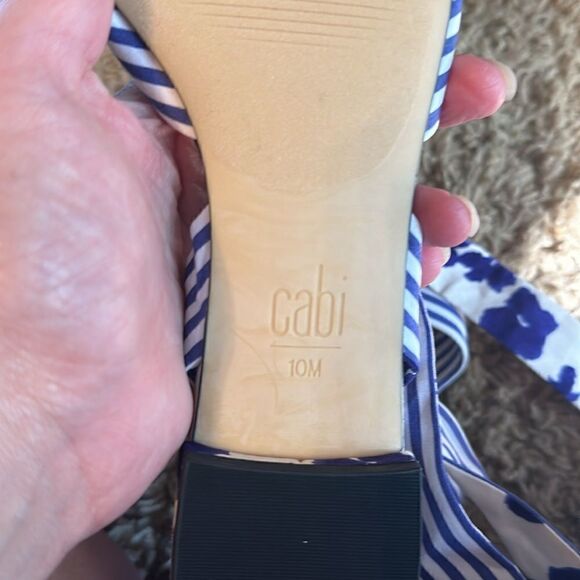Cabi | Tied Up Stripe Floral Wrap Sandal | 10 M - Picture 6 of 9